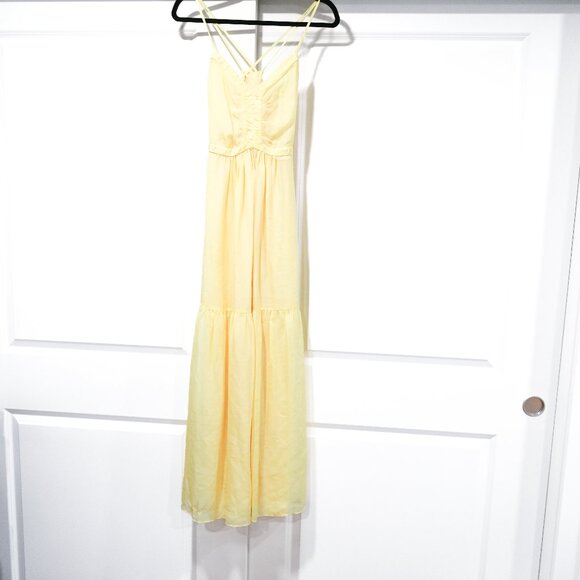 Intermix Size XS /US0 Chelsea Yellow Chiffon Maxi Dress 100% Silk Maxi Dress - Picture 5 of 10